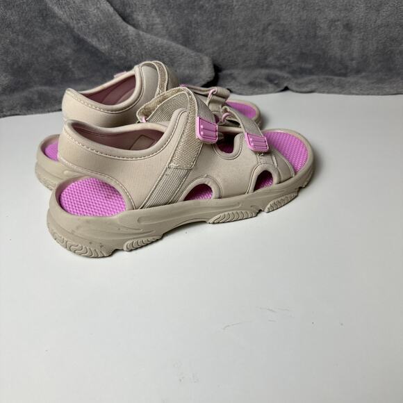Girls Nature Sport Sandals Beige Pink Lightweight Easy‎ On Hook and Loop Size 4 - Picture 5 of 12